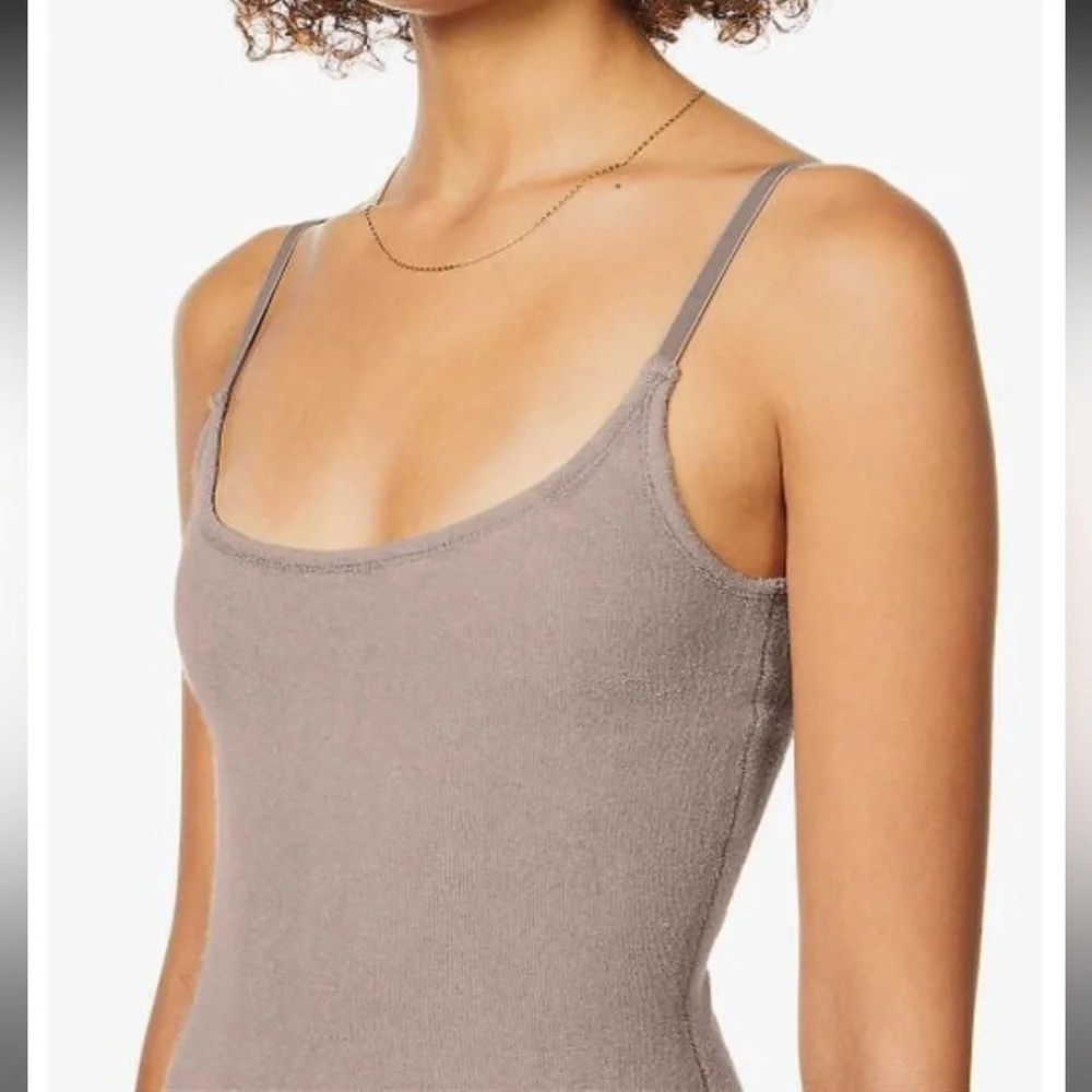 Skims Women's Terry Scoop-neck Cotton-blend Towelling Mini Dress in desert tan - Picture 7 of 8